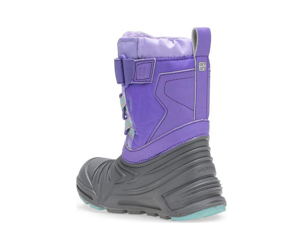 Botas Criança - Merrell Snow Quest Lite 2.0 Waterproof Jr. - Cinzentas/Roxo - GAN174056